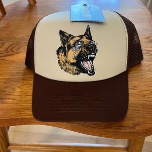 Market Studio Brown and Cream Dog Trucker Hat